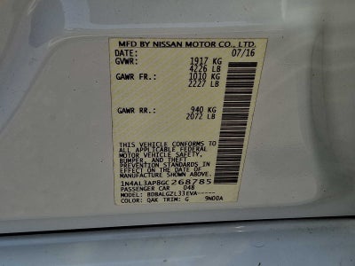 2016 Nissan Altima 4dr Sdn I4 2.5 S