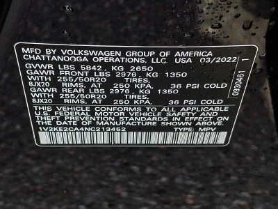 2022 Volkswagen Atlas Cross Sport 3.6L V6 SE w/Technology 4MOTION