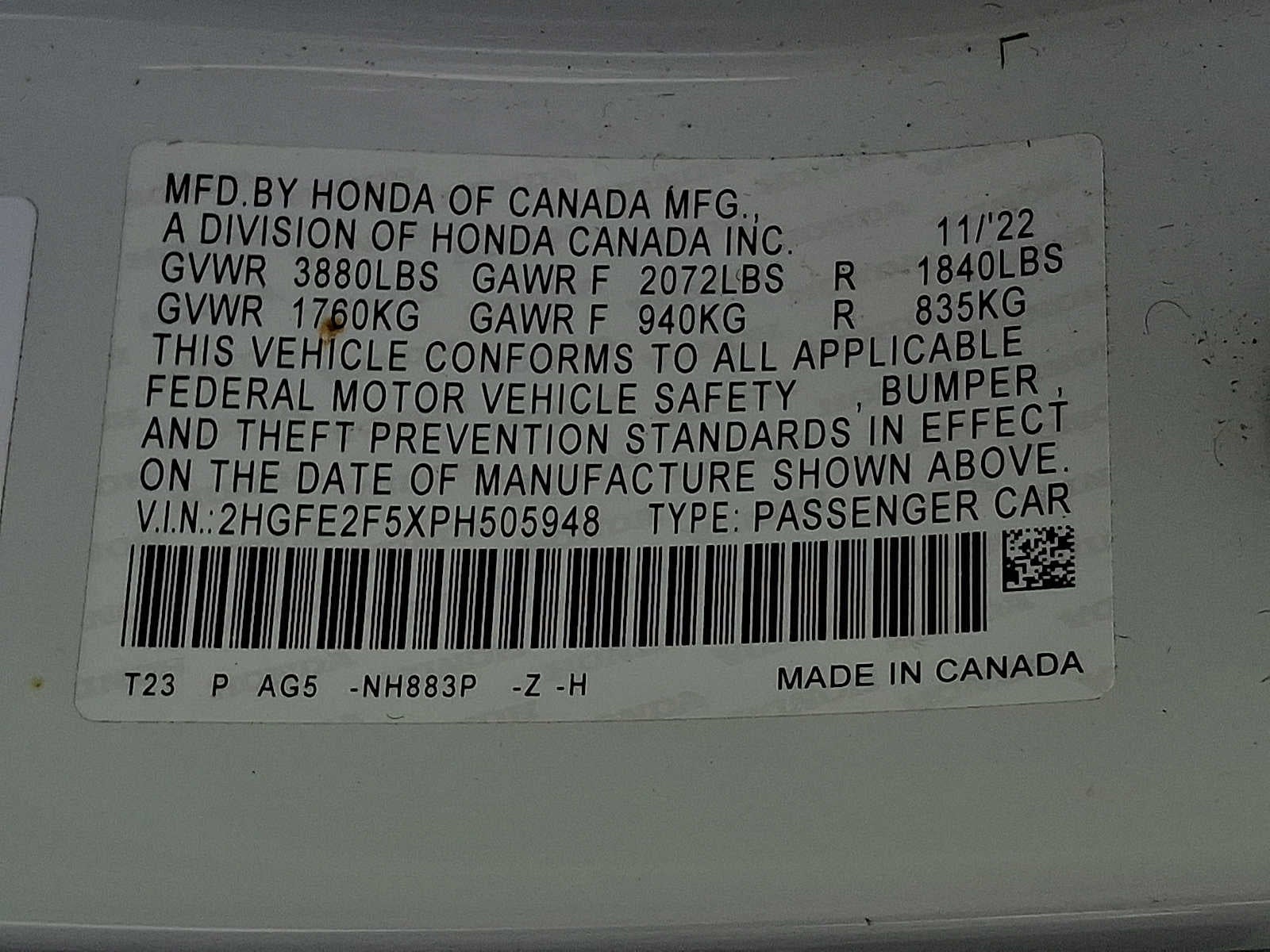 2023 Honda Civic Sport CVT