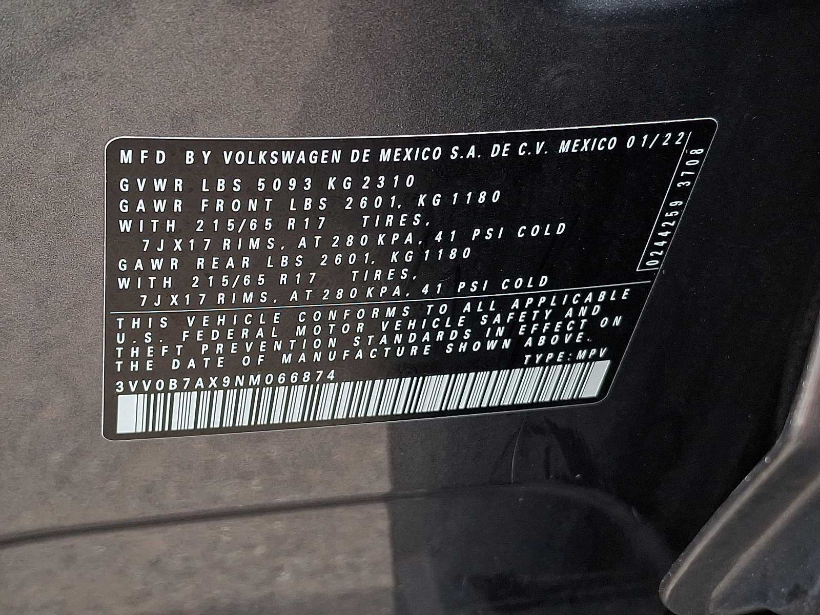 2022 Volkswagen Tiguan 2.0T S 4MOTION