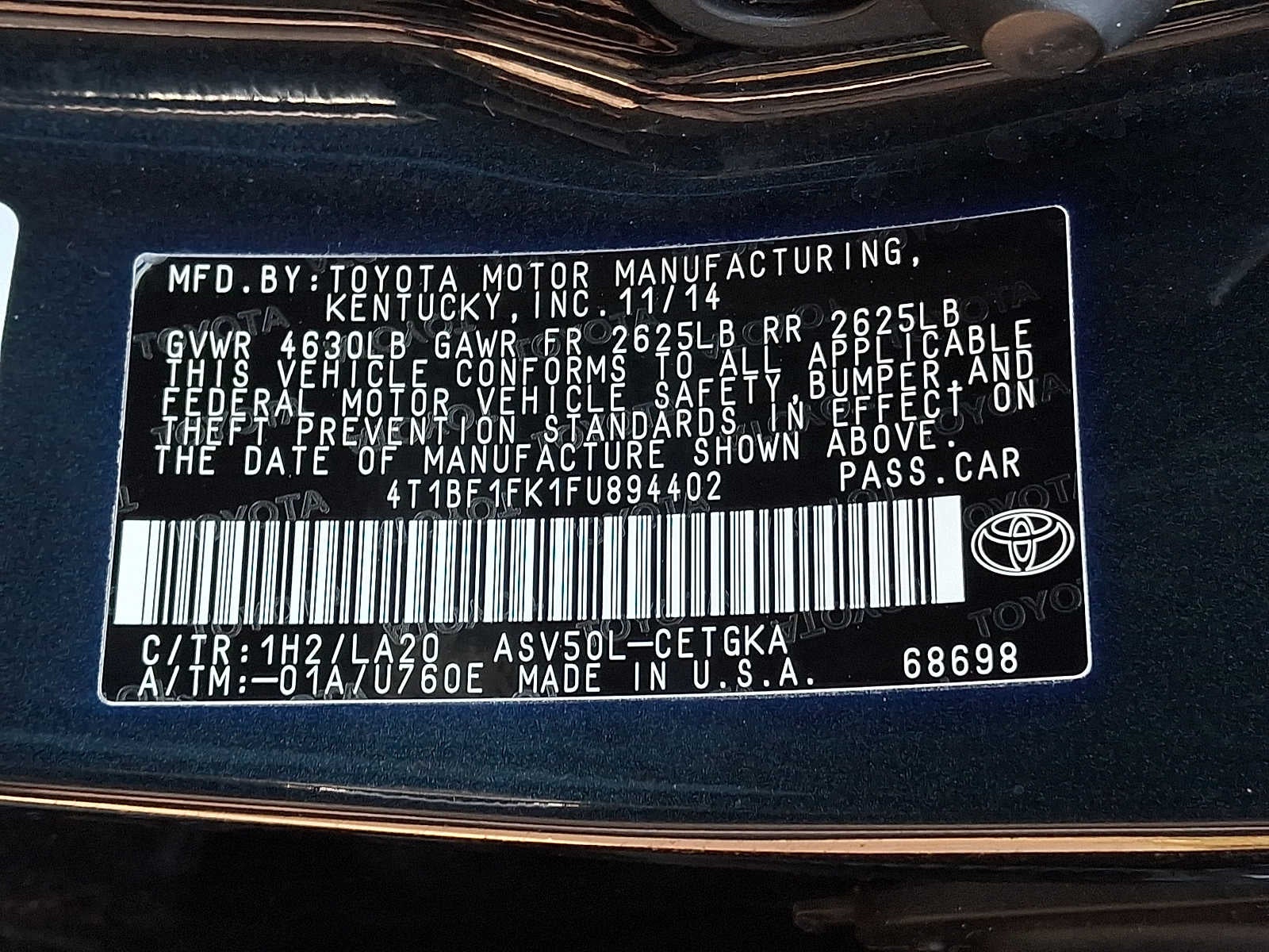 2015 Toyota Camry 4dr Sdn I4 Auto XLE
