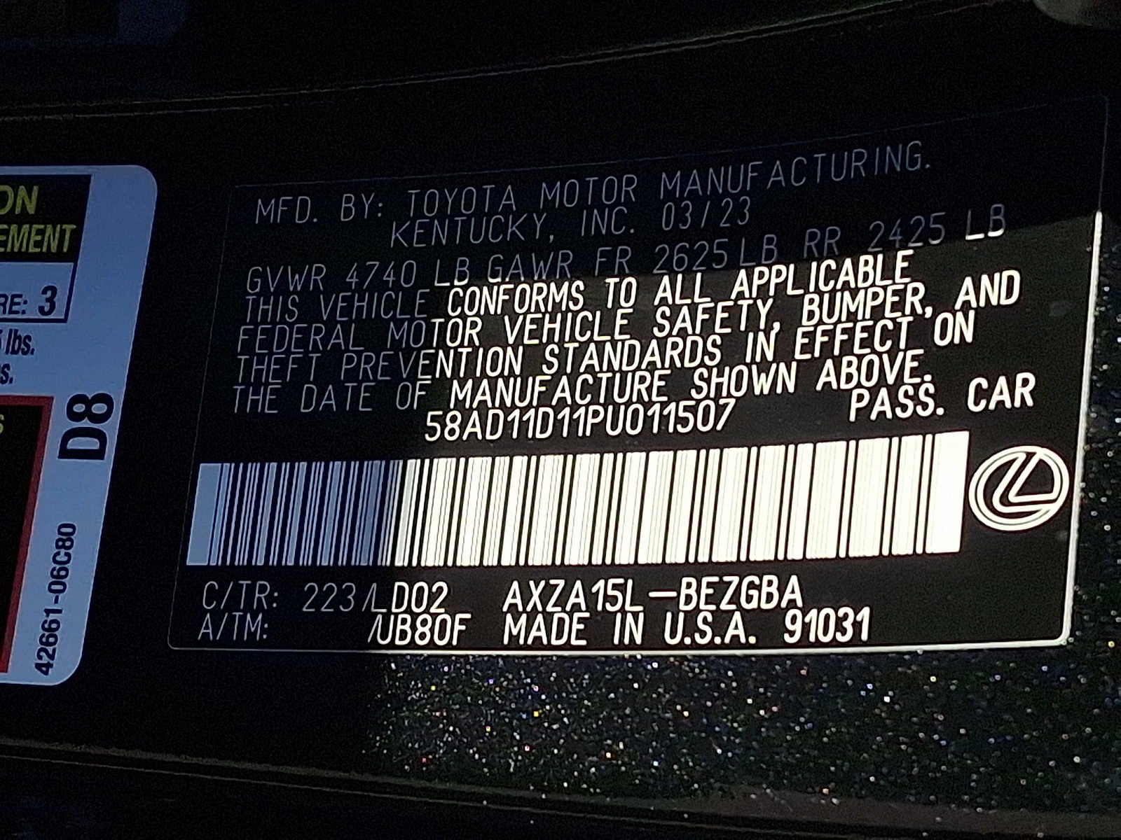 2023 Lexus ES ES 250 AWD
