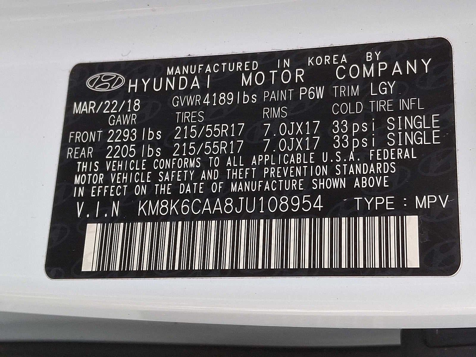 2018 Hyundai Kona SEL 2.0L Auto AWD