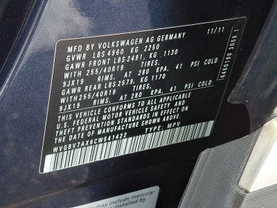 2012 Volkswagen Tiguan 4WD 4dr Auto SEL