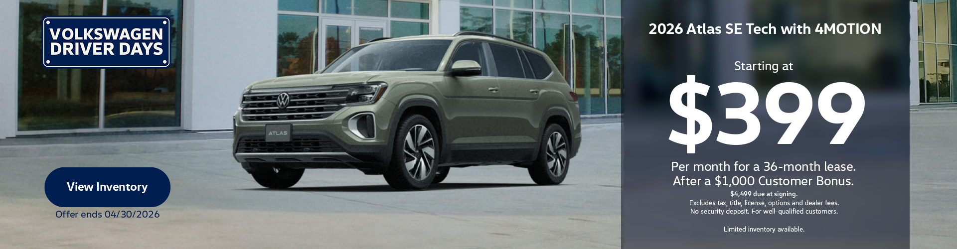 Atlas SE Tech 4MO - $399/mo for 36 months after $1,000CB